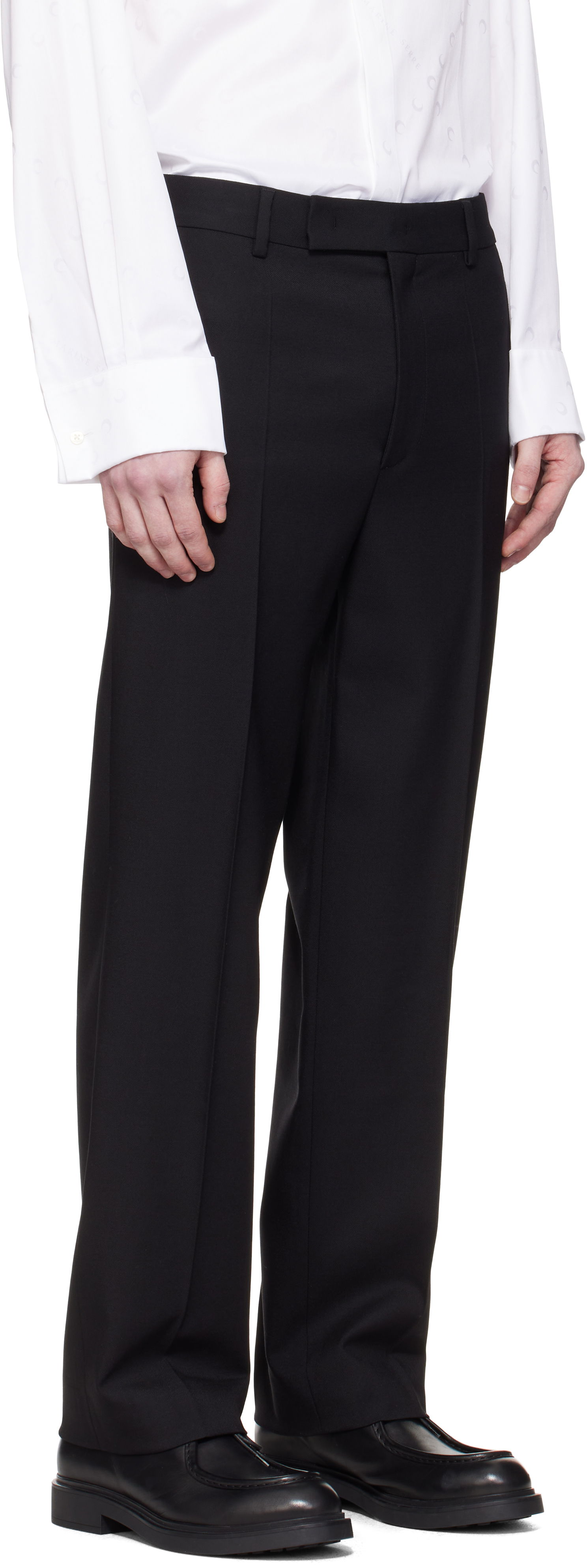 Byxor Marine Serre Marine Serre Virgin Wool Twill Pleated Trousers Svart | MPA069A RWOV0001, 1