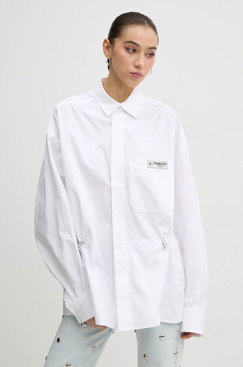 Skjorta Fiorucci Fiorucci Relaxed Fit Shirt with Classic Collar Vit | U01FMTLO230CO02WH01