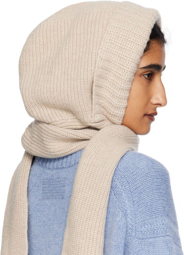 Halsduk Yves Salomon Yves Salomon Knit Hooded Scarf Beige | 26W25WAA506XXMACL, 2
