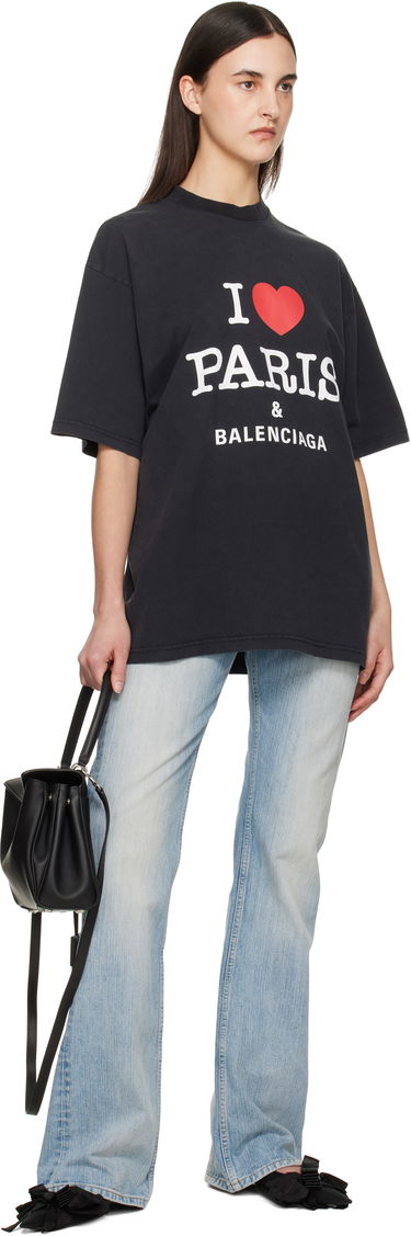 T-shirt Balenciaga Balenciaga 'I Love Paris' T-Shirt Svart | 764235 TRVU9, 3