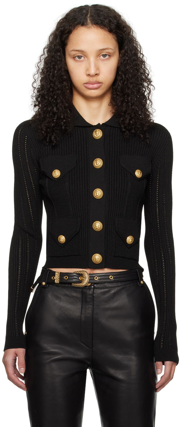 Sweater Balmain Button Cardigan Svart | CF1KL150KF24