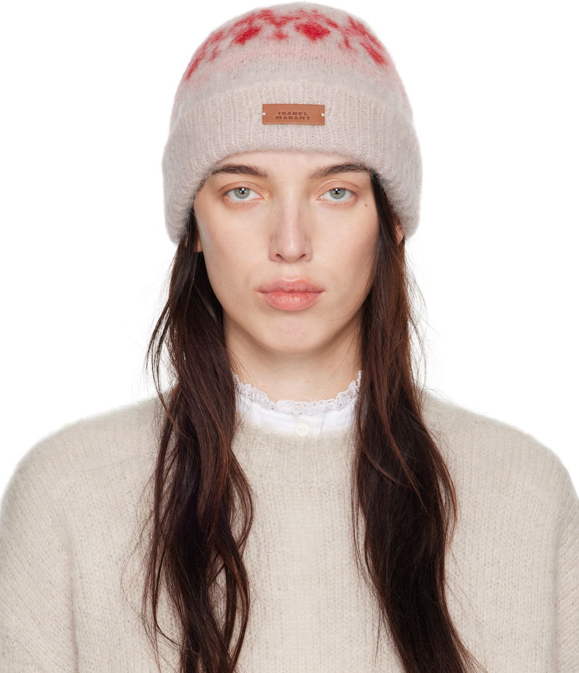 Mössa ISABEL MARANT Beige & Pink Darana Beanie Beige | BE026MFA-B3L02A