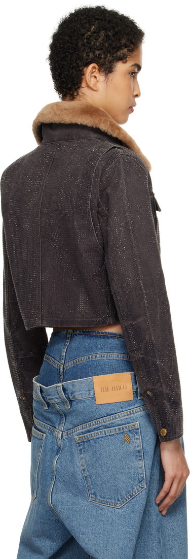 Jacka Alexander Wang Alexander Wang Workwear Cropped Denim Jacket with Shearling Collar Brun | 1WC4242501, 2