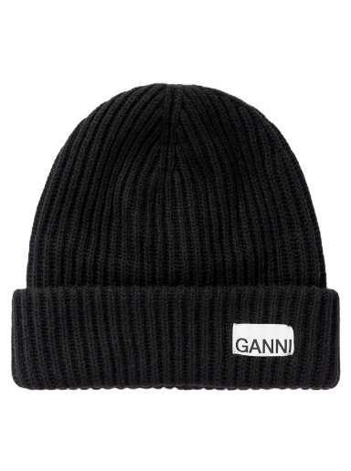 Mössa GANNI Structured Rib Beanie Svart | 5714667416047