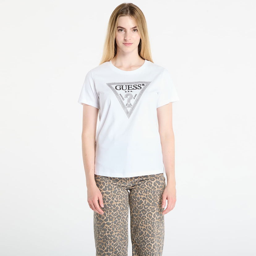 T-shirt GUESS GUESS Krystal Triangle Tee Vit | W5BI18I3Z14-G011