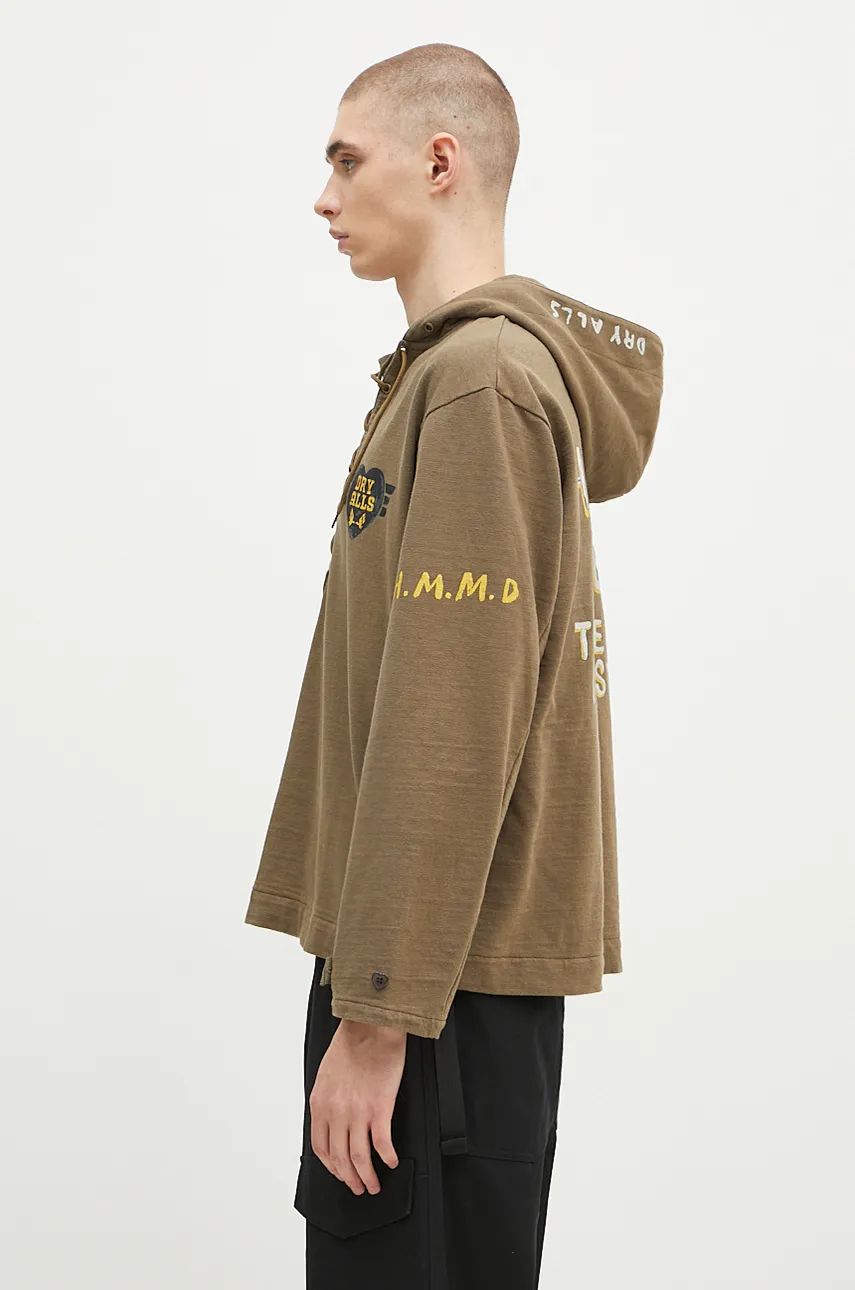 Sweatshirt Human Made Lace-Up Hooded Pullover Grön | HM28CS007, 1