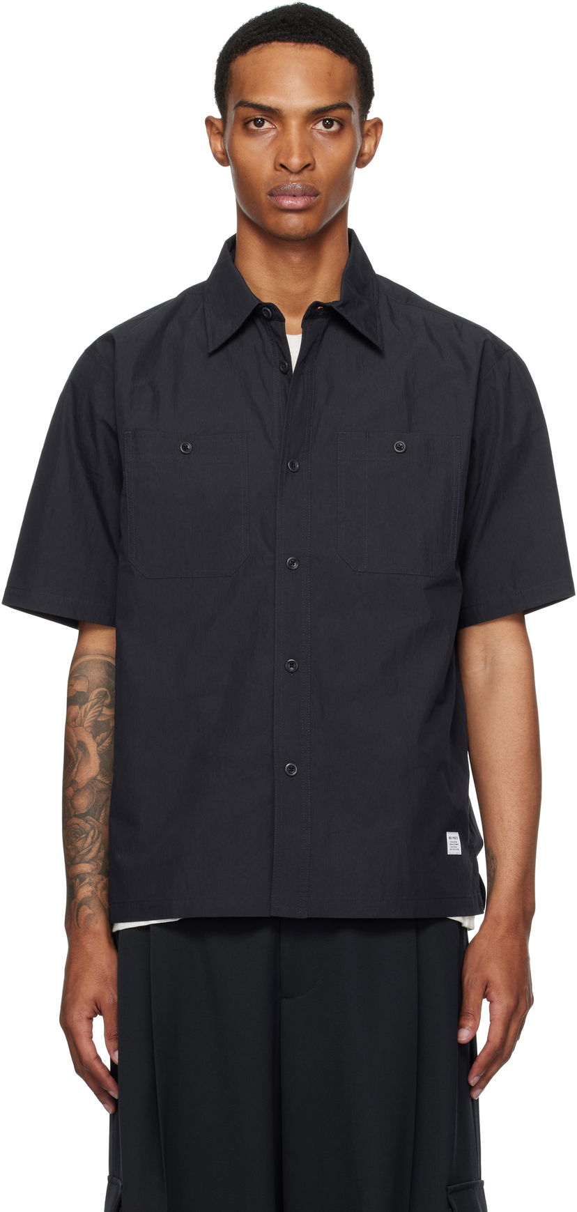 Skjorta NORSE PROJECTS Norse Projects Ivan Tech Poplin Short Sleeve Shirt Svart | N40-0826