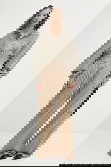 Cargo byxor Rick Owens Rick Owens DRKSHDW Double Cargo Jumbo Belas High Waist Wide Leg Pants Beige | DS02E7324.CFL, 4