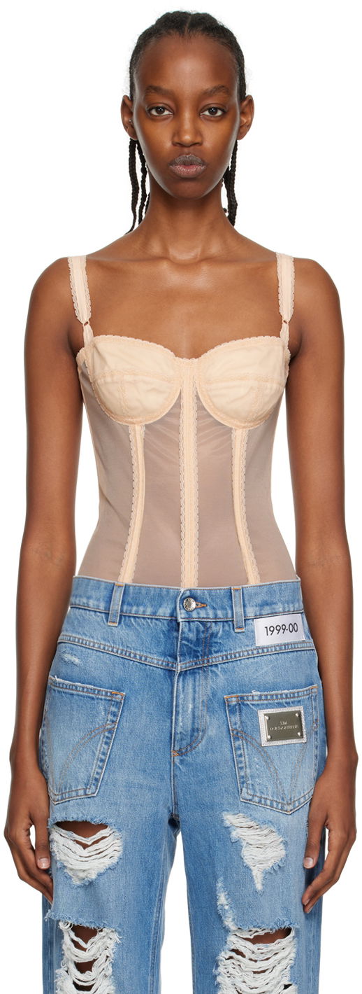 Kropp Dolce & Gabbana Beige Kim Kardashian Edition Bodysuit Beige | F7W66T GDC01