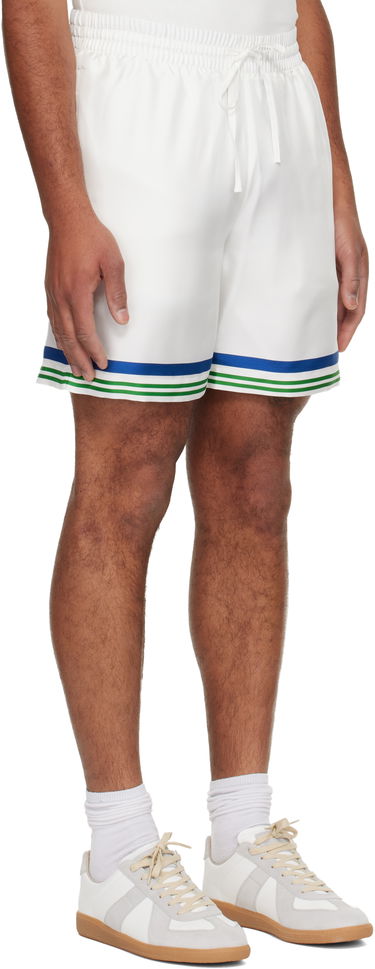 Shorts Casablanca Tennis Club Icon Silk Twill Shorts Vit | M-AW25-TR-012-01, 1