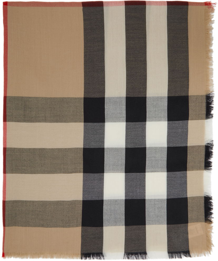 Halsduk Burberry Lightweight Cashmere Check Scarf Beige Beige | 8024500
