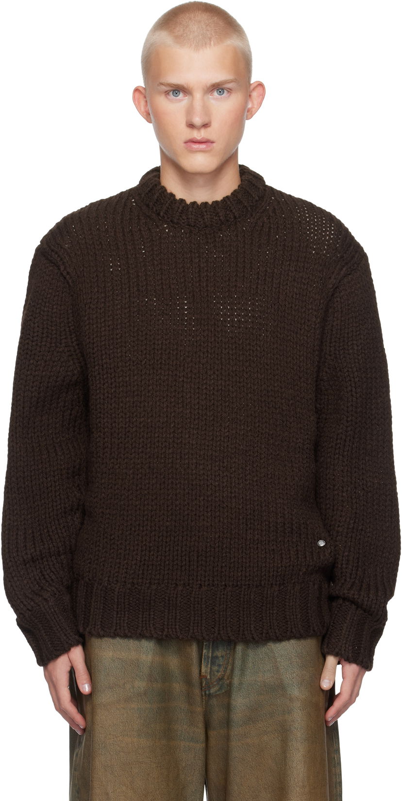 Sweater We11done Chunky Knit Sweater Brun | WD-KT3-24-649-U-BR