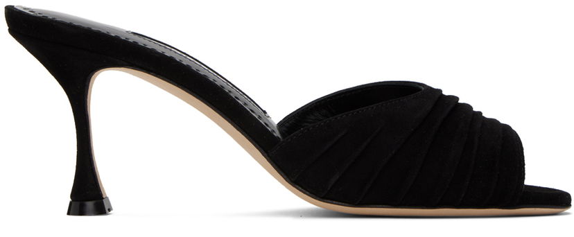 Tillbehör Manolo Blahnik Manolo Blahnik Pirua Suede Heeled Mules Svart | 423-1671