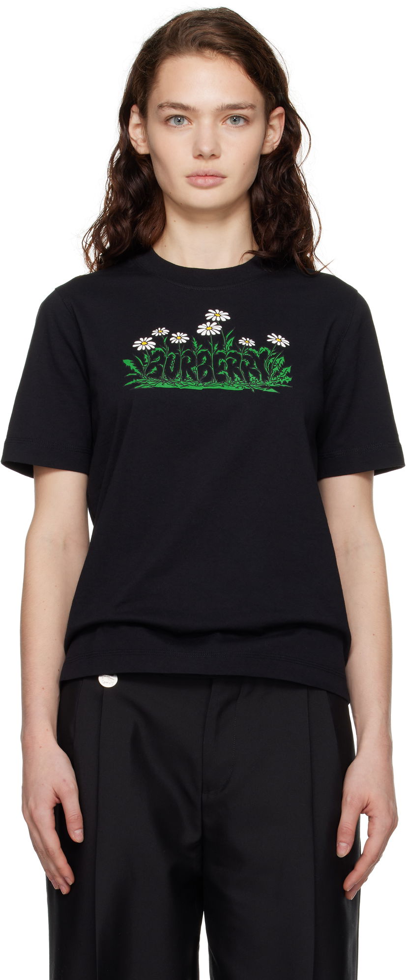 T-shirt Burberry Daisy Logo Cotton T-Shirt Svart | 8102403