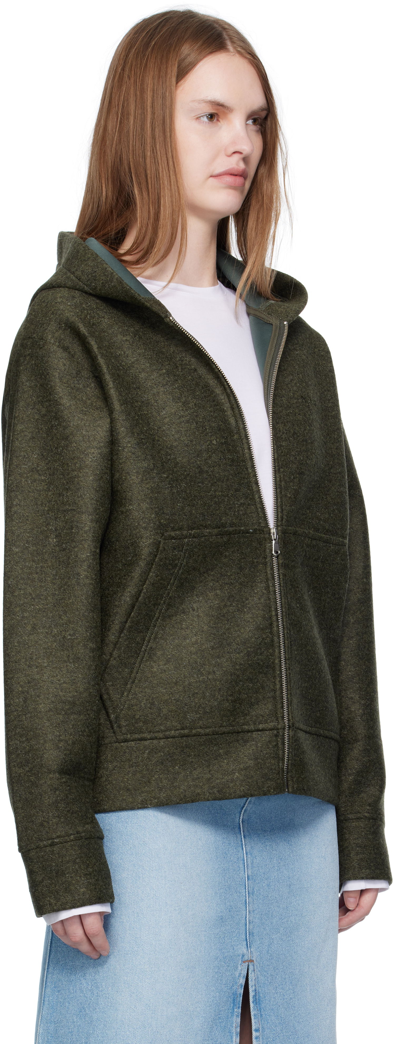 Sweatshirt A.P.C. A.P.C. Alvin Wool Zip-Up Hoodie Grön | PSAFU-M27993, 1