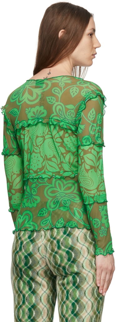 T-shirt Anna Sui Anna Sui Paradisiac Combo Mesh Top Grön | 222D21, 2