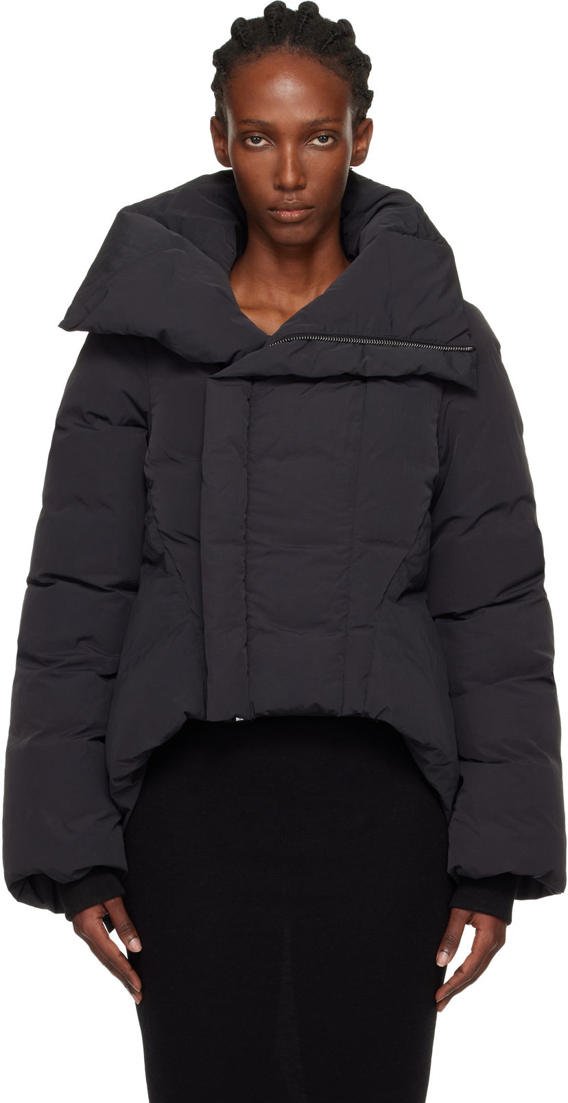 Pufferjacka Rick Owens Rick Owens Concordians Naska Duvet Asymmetric Collar Down Jacket Svart | RP02E4746 MTD1