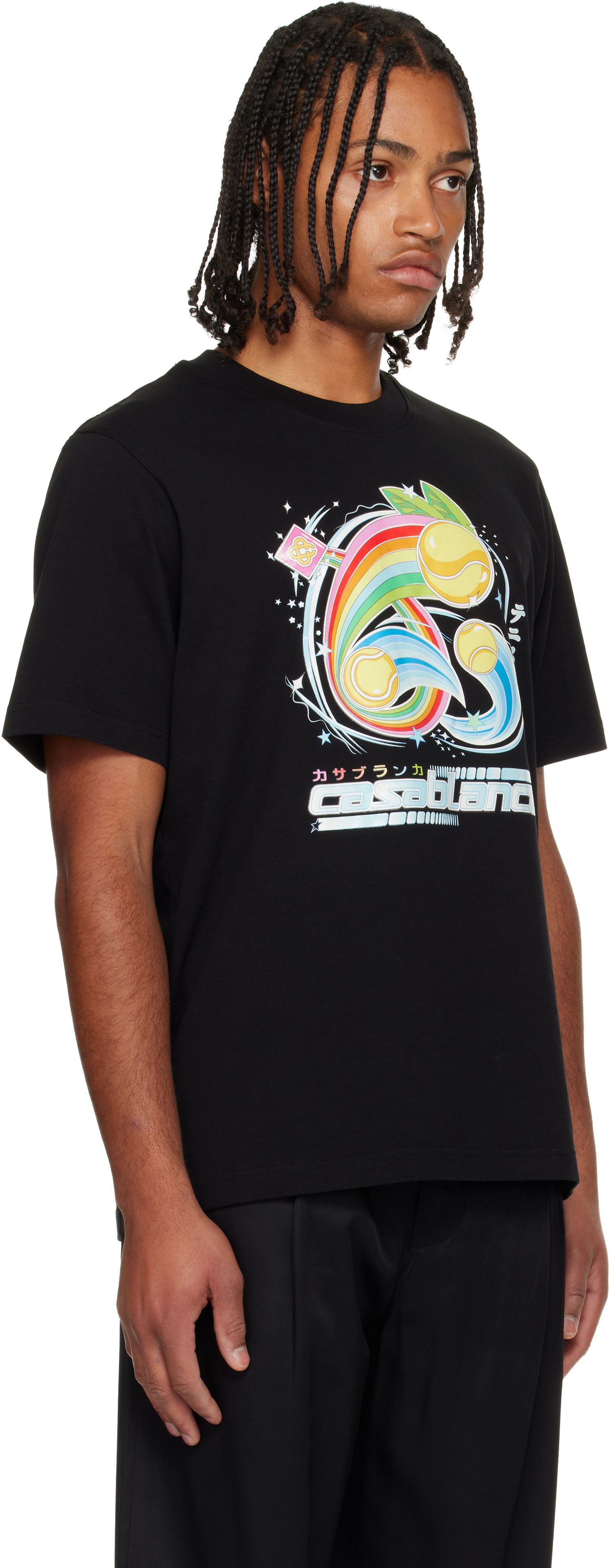 T-shirt Casablanca Manga Tennis Ball Short Sleeve T-shirt Svart | M-AW25-JTS-001-08, 1