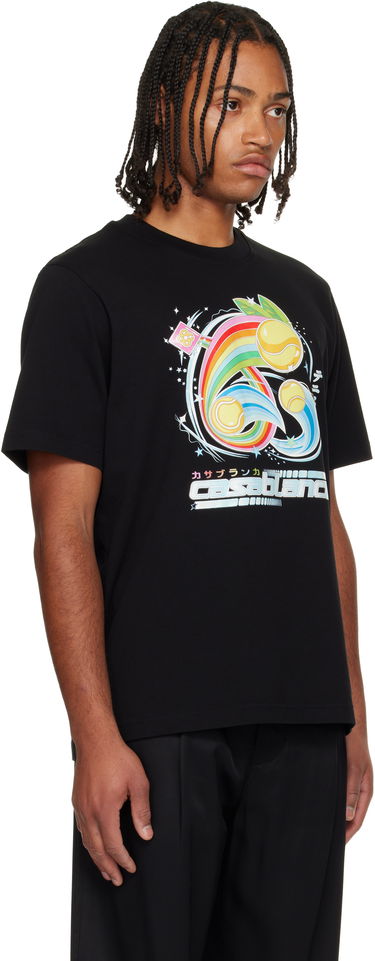 T-shirt Casablanca Manga Tennis Ball Short Sleeve T-shirt Svart | M-AW25-JTS-001-08, 1