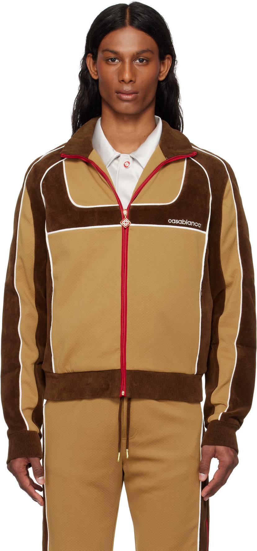 Träningsoverall Casablanca Casablanca Chenille Panelled Track Jacket Brun | MS25-JTP-342-01