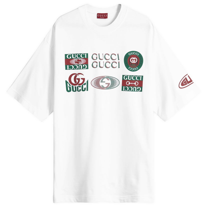 T-shirt Gucci Men's Multi Logo T-Shirt in White, Size Small | END. Clothing Vit | 784361-XJGQY-9074