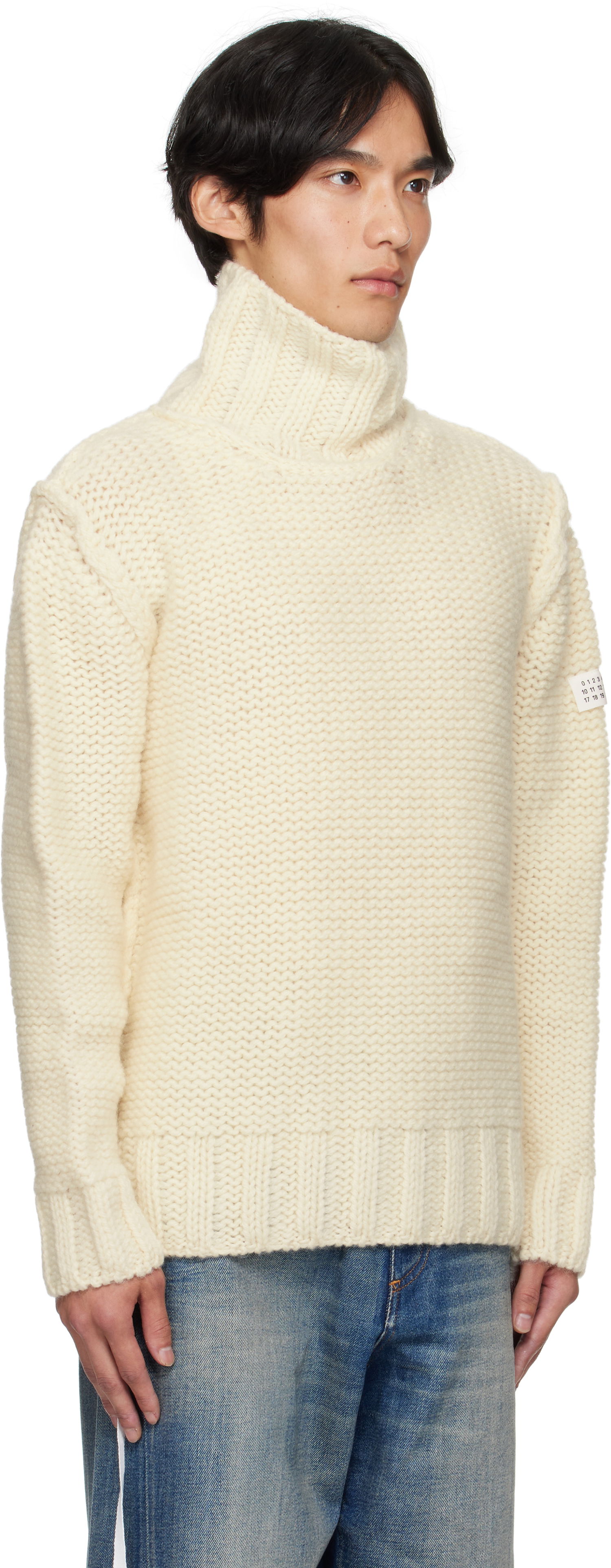 Sweater Maison Margiela MM6 Maison Margiela Chunky Wool Turtleneck Sweater Vit | SH2HA0008 M13166, 1