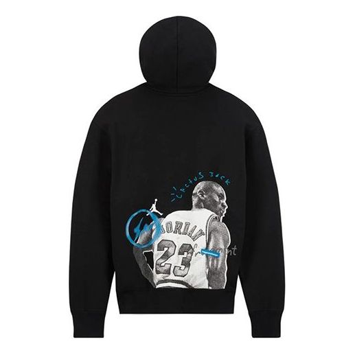 Sweatshirt Jordan Travis Scott x Fragment Hoodie Jordan Print Svart | DJ0616-010, 0