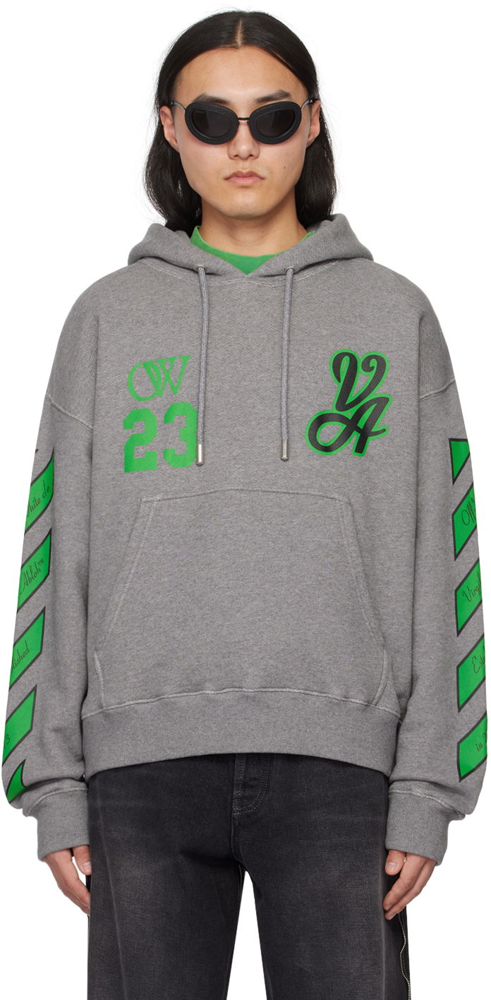Sweatshirt Off-White Gray Varsity Hoodie Grå | OMBB085S24FLE0140655