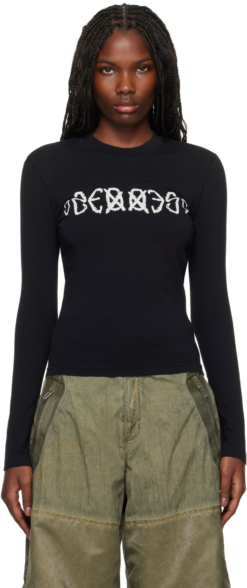 T-shirt 032C Fitted Longsleeve T-shirt Svart | F24-WRC-0281-050