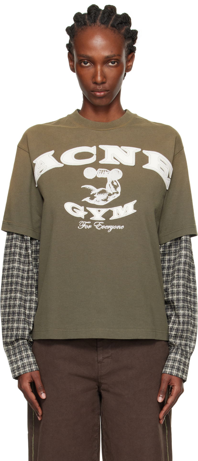 T-shirt Acne Studios Acne Studios Layered Logo T-Shirt Grön | CL0394-