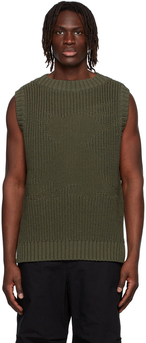 Sweater We11done We11done Knitted Cotton Vest Grön | WD-KV1-22-607-U-KK