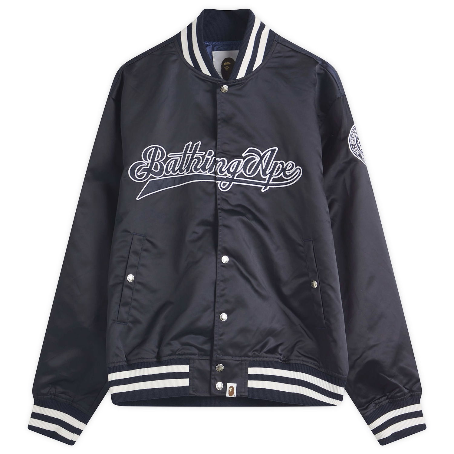 Bomberjacka BAPE Bathing Ape Baseball Varsity Jacket, Size Large Mörkblå | 001LJL301011M-NVY, 1