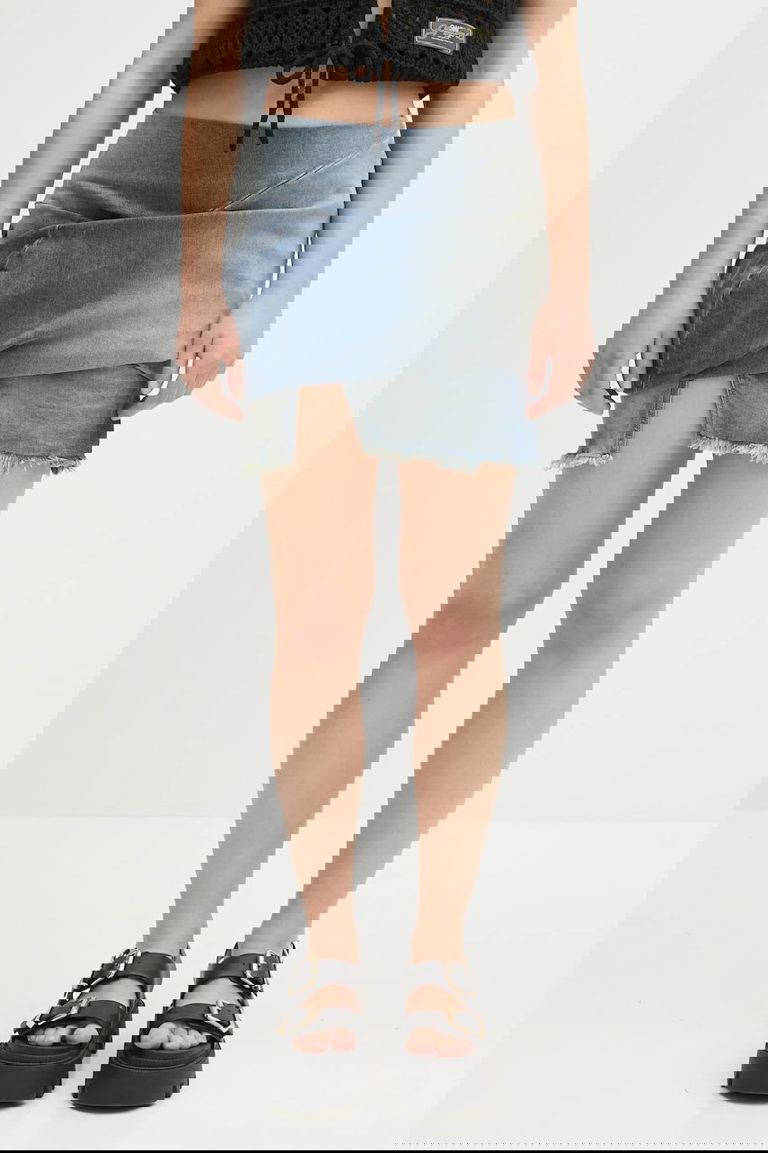 Kjol Rick Owens Rick Owens DRKSHDW Draped Mini Denim Skirt Blå | DS01E3343.SDWB, 0