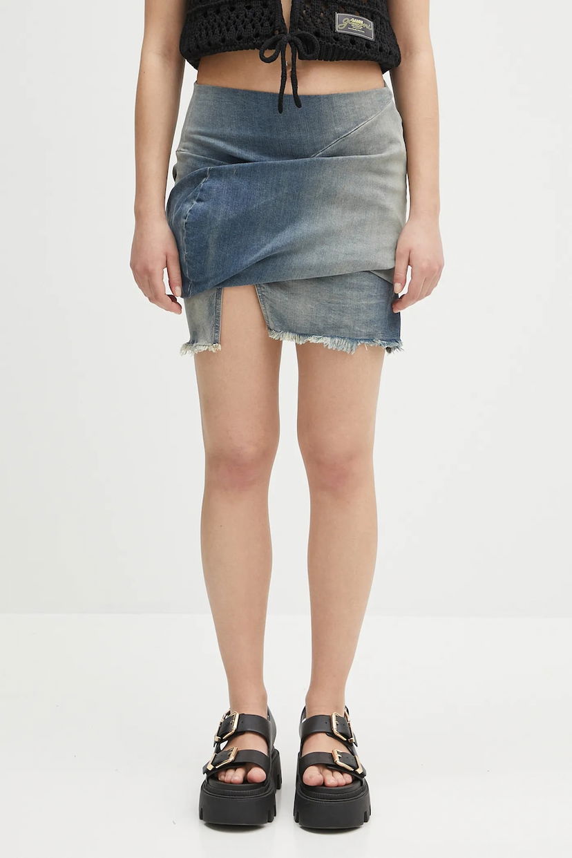 Kjol Rick Owens Rick Owens DRKSHDW Draped Mini Denim Skirt Blå | DS01E3343.SDWB