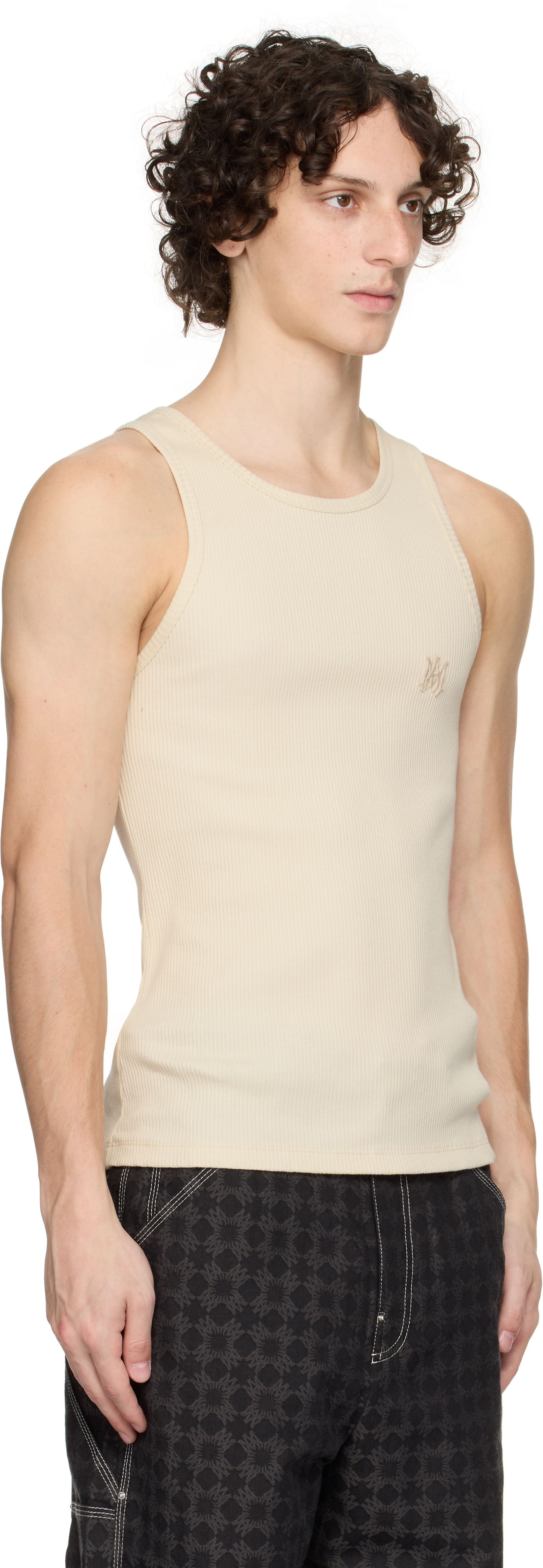 Linne AMIRI AMIRI MA Tonal Ribbed Tank Top Beige | AMJYTT1006, 1
