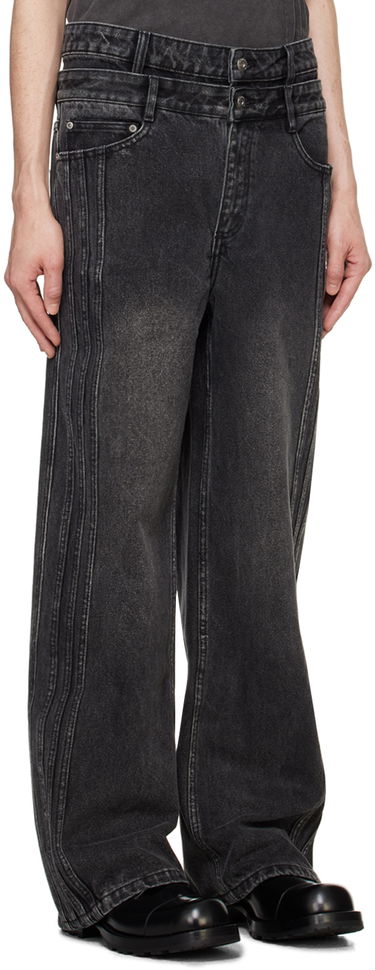 Jeans Feng Chen Wang Feng Chen Wang Double Waist Seaming Jeans Svart | FUF18TR10B, 1
