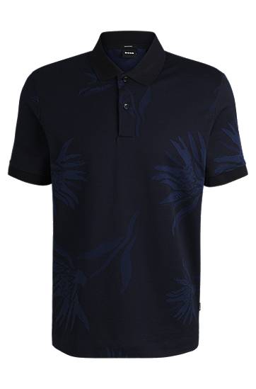Polotröja BOSS Floral Jacquard Polo Shirt Mörkblå | 50536756