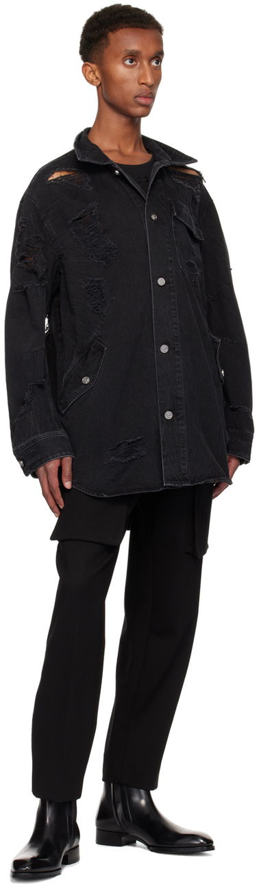 Skjorta Helmut Lang Helmut Lang Apex Distressed Denim Shirt Svart | O06DM103, 3