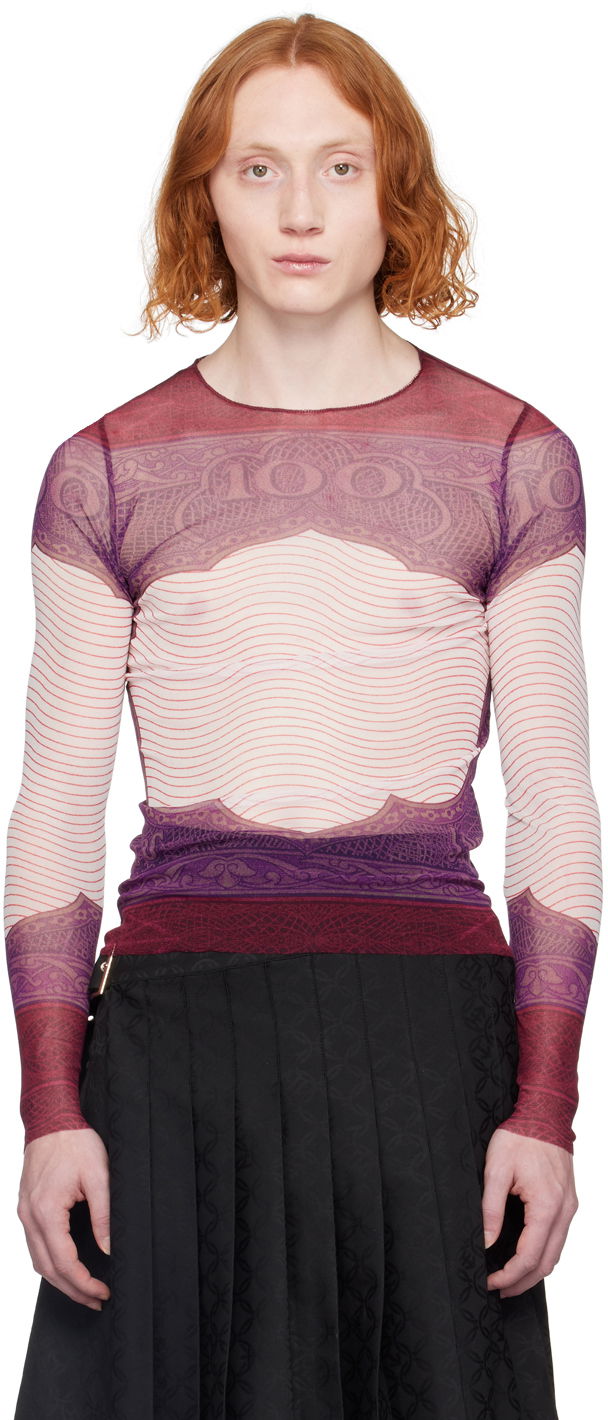 T-shirts och linne Jean Paul Gaultier Gaultier Sheer Long Sleeve T-Shirt Purpur | 24/25-U-TO017-T515-300128