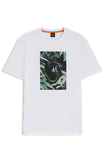 T-shirt BOSS T-Shirt with Panther Graphic Vit | 50546362