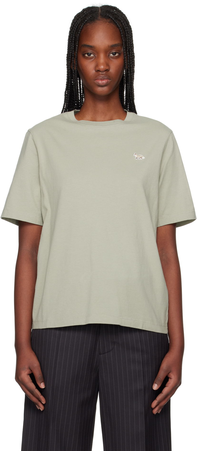 T-shirt MAISON KITSUNÉ Maison Kitsuné Baby Fox Patch Comfort T-Shirt Grön | OW00107KJ0008