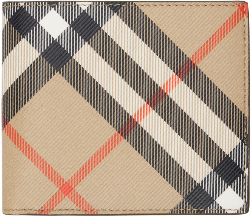 Plånbok Burberry Tan Check Bifold Wallet Beige | 8091926