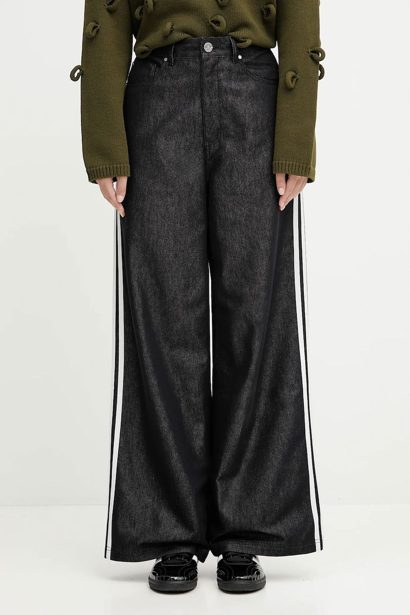 Jeans adidas Originals adidas Originals Baggy Shine High-Waist Wide-Leg Jeans Svart | KE9799