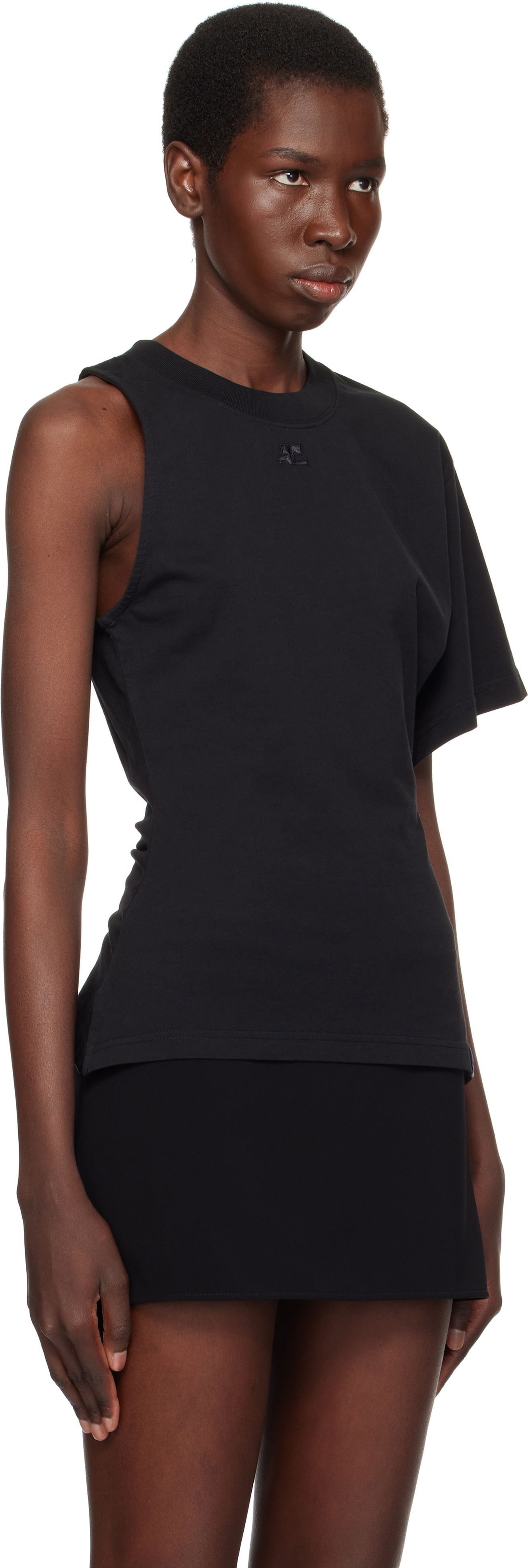 Linne Courrèges Courrèges Scuba One-Sleeve T-Shirt Svart | 225JTS201JS0107, 1