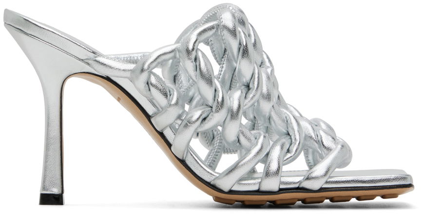 Sneakers och skor Bottega Veneta Stretch Mule Heeled Sandals "Silver" Grå | 716242 V29N0, 0