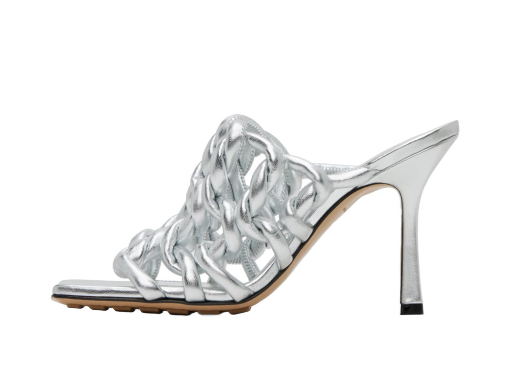 Sneakers och skor Bottega Veneta Stretch Mule Heeled Sandals "Silver" Grå | 716242 V29N0