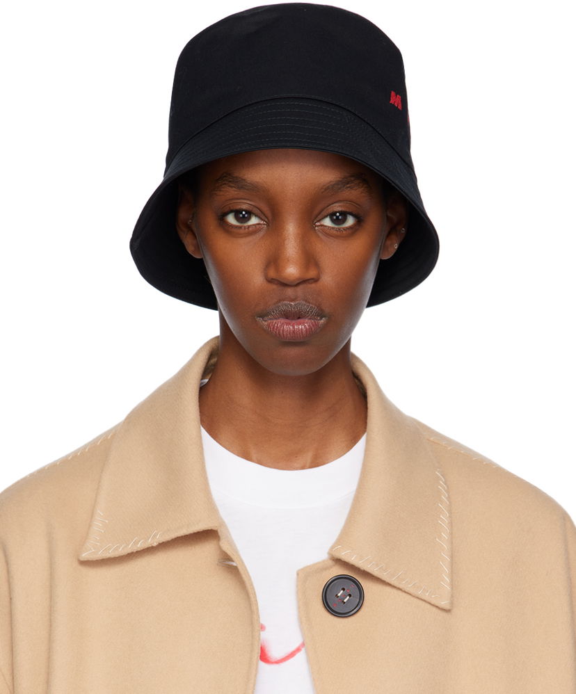 Hatt Marni Embroidered Logo Bucket Hat Svart | CLZC0110S0 UTC311
