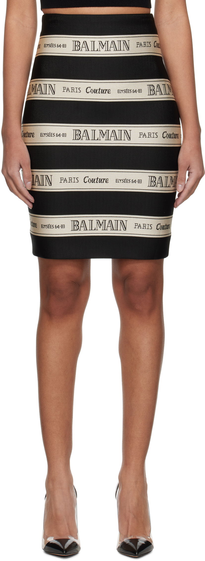 Kjol Balmain Balmain Jacquard Miniskirt Svart | EF1LC245JJ95