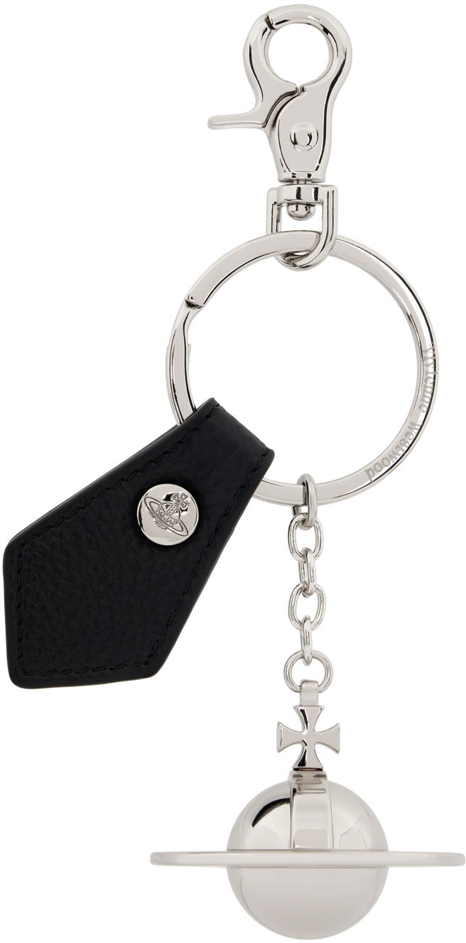 Nyckelringar Vivienne Westwood Black & Silver 3D Orb Keychain Svart | 8203011LU-OM0014-