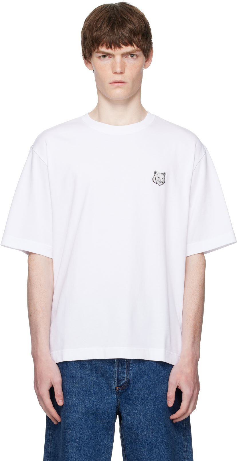 T-shirt MAISON KITSUNÉ Maison Kitsuné Fox Head Patch Comfort T-Shirt Vit | PM00109KJ0119